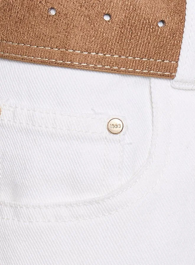 Splash FAV WHITE Denim Wide Leg Cotton Jeans for Women | Best Price UAE