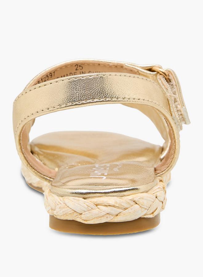 JUNIORS Girls Embroidered Hook & Loop Espadrille Sandals - Image 4