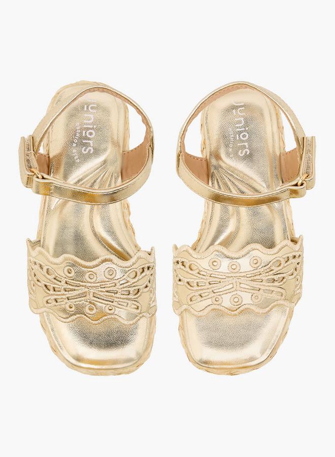 JUNIORS Girls Embroidered Hook & Loop Espadrille Sandals - Image 1