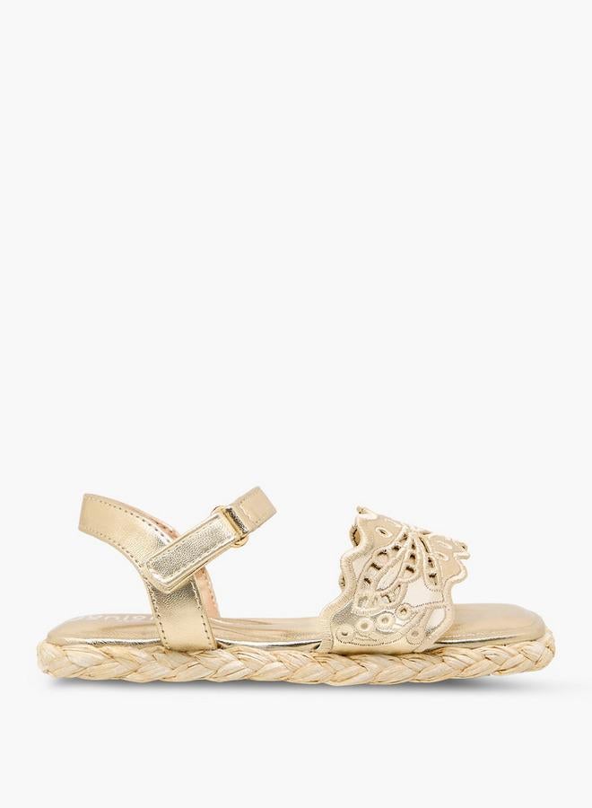 JUNIORS Girls Embroidered Hook & Loop Espadrille Sandals - Image 2