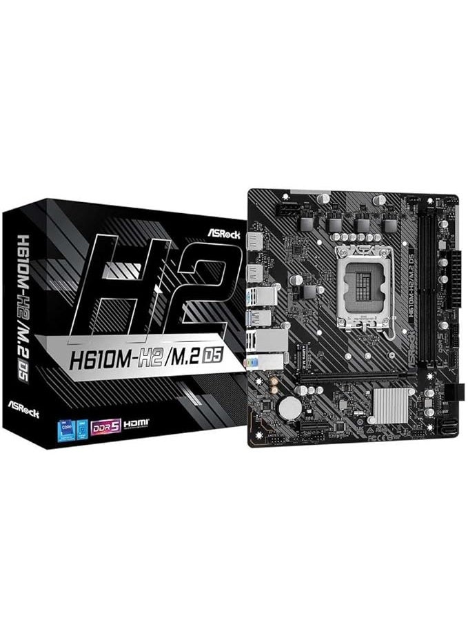 Spear Pc لوحة أم ASRock H610M-H2/M.2 D5 Micro-ATX | LGA1700 | DDR5 تصل إلى 5600MHz | PCIe 4.0 | HDMI مزدوج | M.2 Gen3 | LAN جيجابت - Image 1