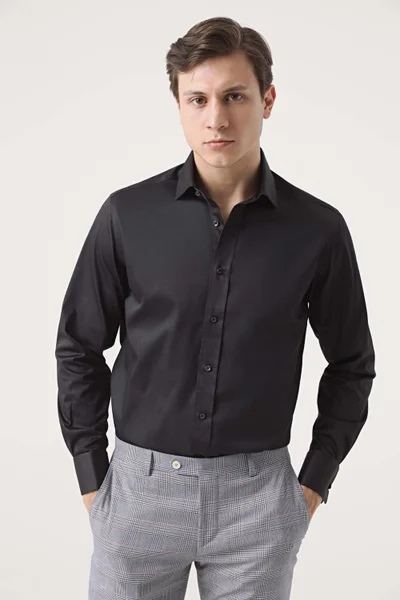 D'S DAMAT D'S Groom Ds Groom Regular Fit Blue Plain Shirt