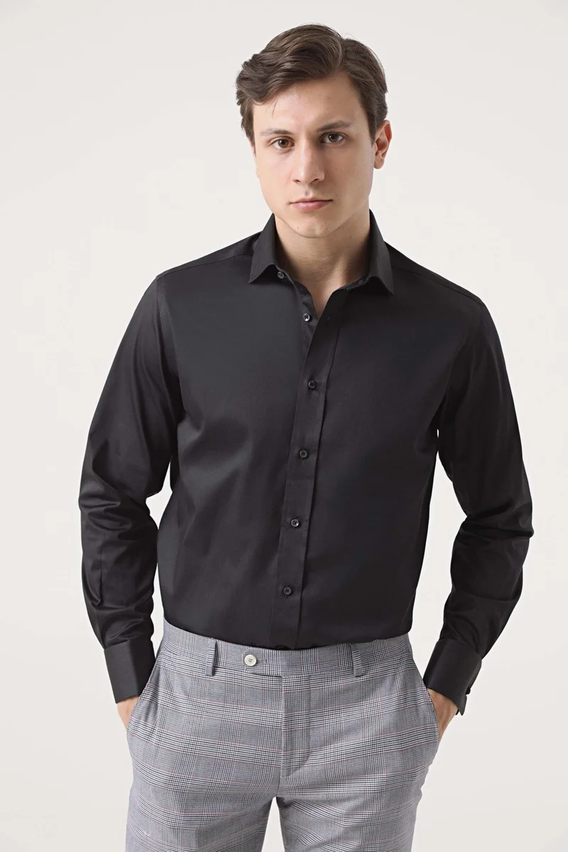 D'S DAMAT D'S Groom Ds Groom Regular Fit Blue Plain Shirt
