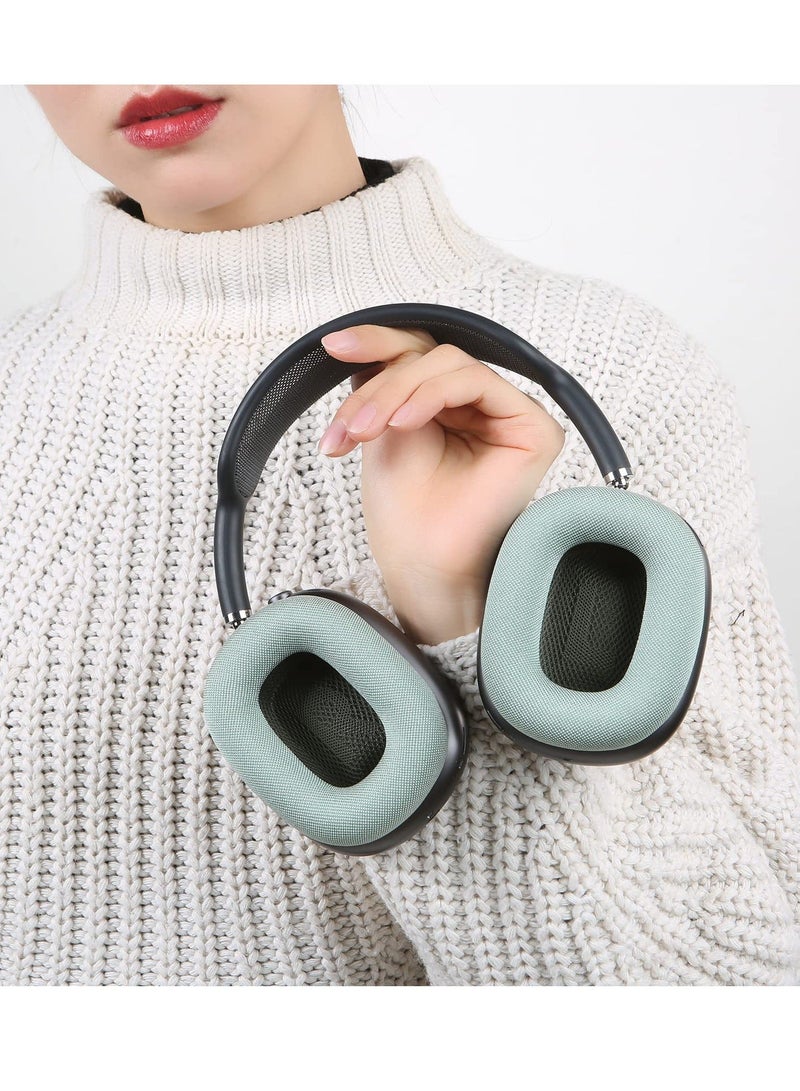 Ear Pads for AirPods Max Earmuffs, Headband Cups Replacement Sponge Cover Cloth Cushion Magnetic Headphone Accessories with Knitted Mesh, Memory Foam, Green  - Image 3