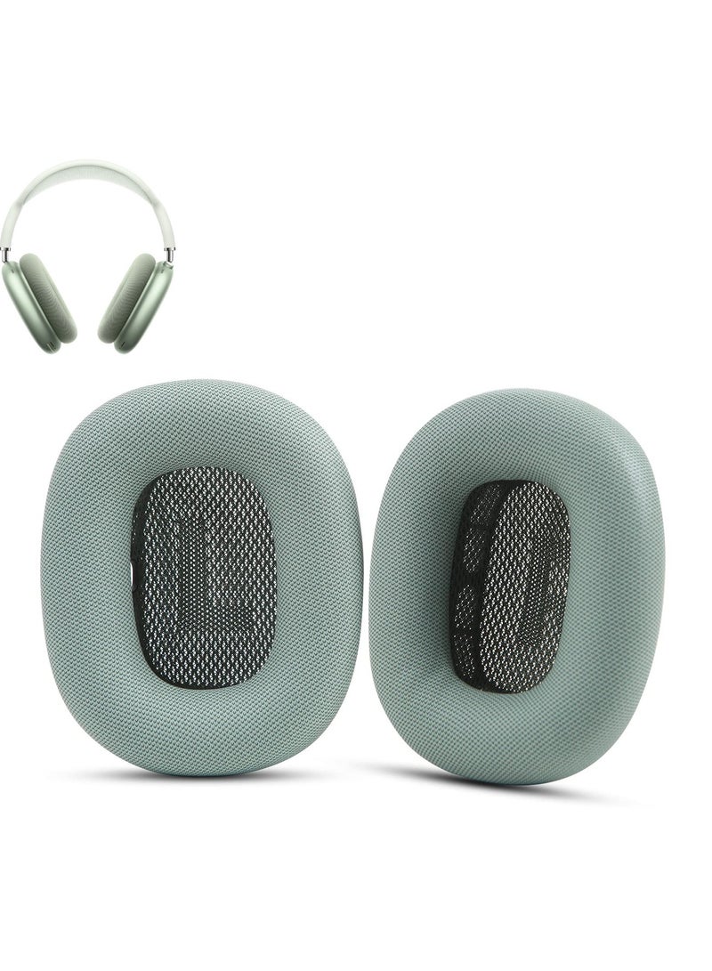 Ear Pads for AirPods Max Earmuffs, Headband Cups Replacement Sponge Cover Cloth Cushion Magnetic Headphone Accessories with Knitted Mesh, Memory Foam, Green  - Image 1
