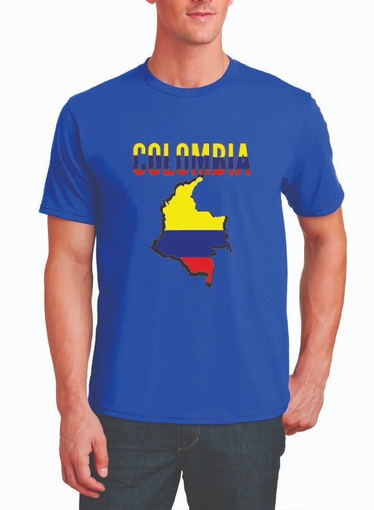 Colombia Adult Mens Tshirt - Round Neck Short Sleeve Cotton T-Shirt - Celebrate Colombia in Style - Soft and Comfortable Tshirt - Men's Colombia Tshirt - Image 1