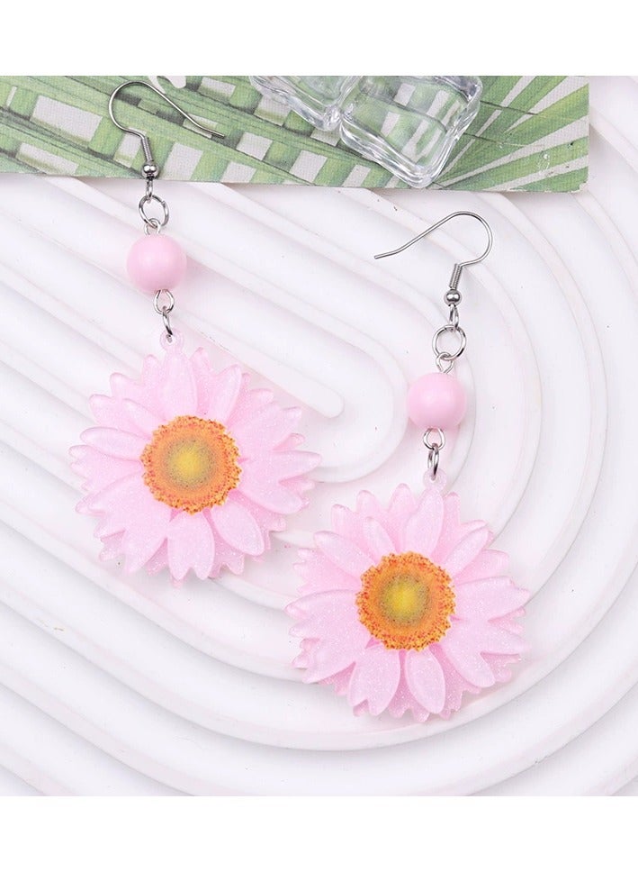 Goolsky أقراط دائرية من الأكريليك بتصميم زهور الأقحوان الملونة – مجوهرات جريئة للنساء