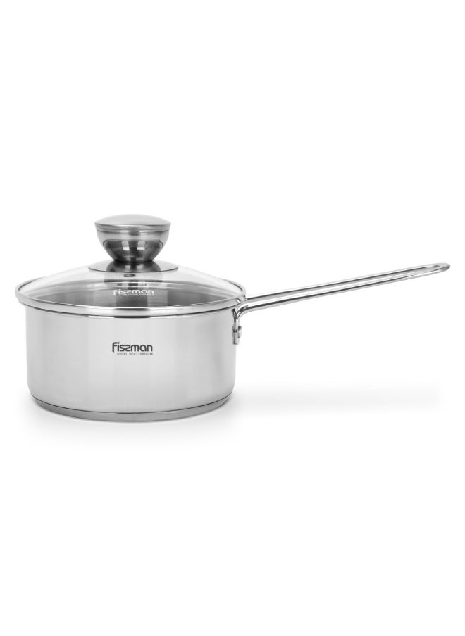 Fissman Saucepan 600ml with Glass Lid, Stainless Steel Saucepan 12x6cm Mini Cook Series | 18/10 INOX304 Steel Cookware | Induction Bottom | Long Stay-Cool Handle, Dishwasher Safe  - Image 5