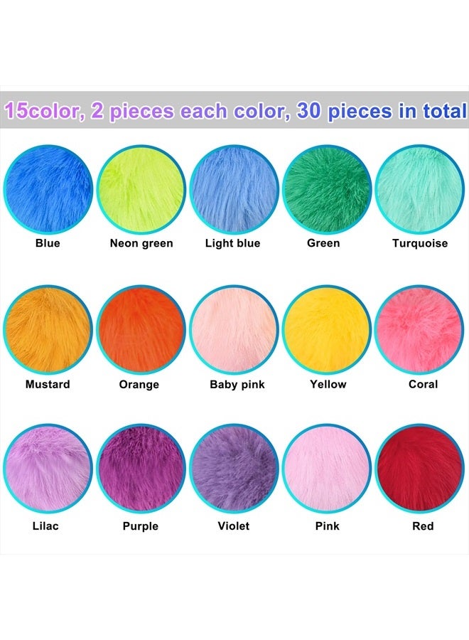 BQTQ 30 Faux Fur Fluffy Balls with Elastic Loop - Faux Rabbit Fur Pom Pom for Hats, Beanie, Shoes, Scarves, Gloves, Bags & Accessories (Brilliant Color)  - Image 2