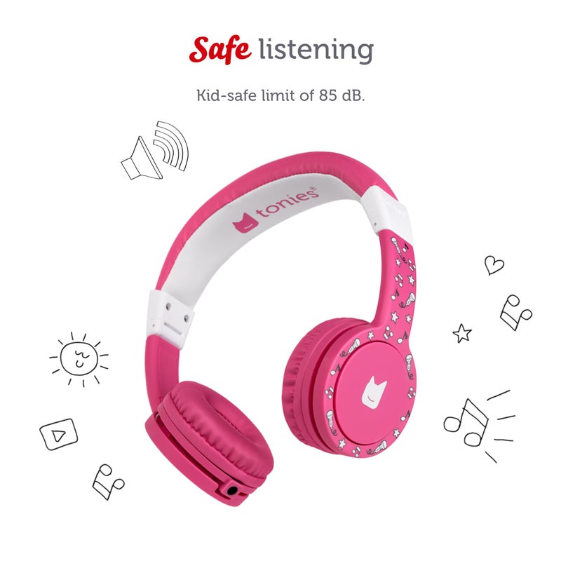 Tonies Foldable Wired Headphones for Kids - Comfortably Designed to fit On-Ear - Works with Toniebox 1 and All 3.5mm Devices - Pink - Image 3