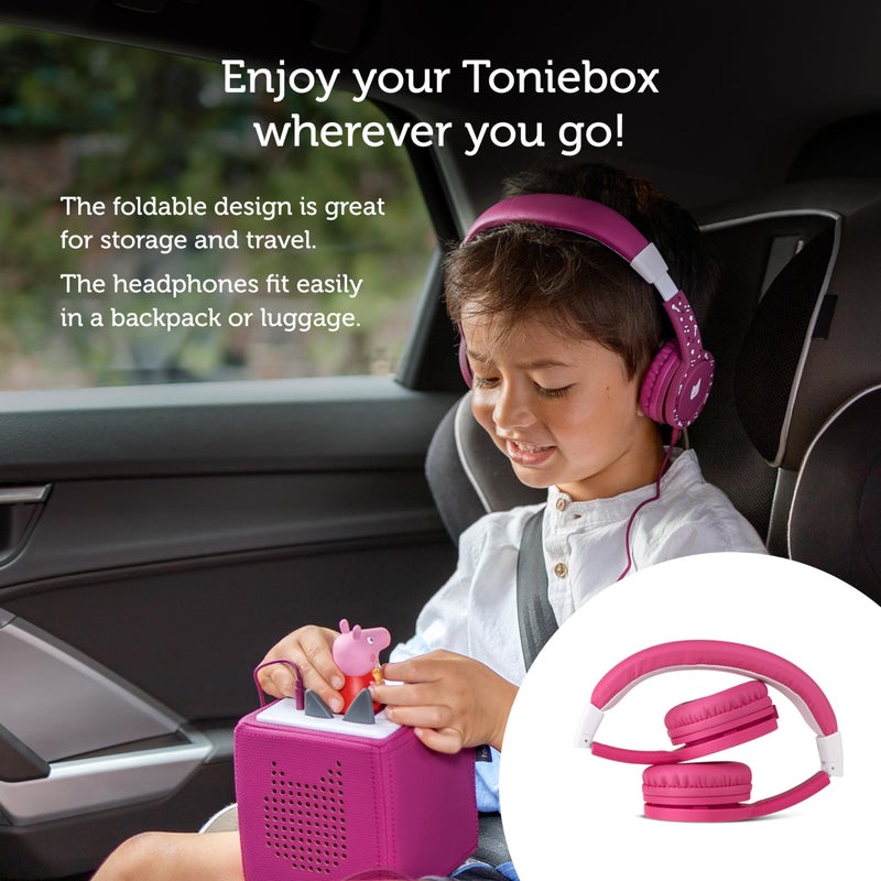 Tonies Foldable Wired Headphones for Kids - Comfortably Designed to fit On-Ear - Works with Toniebox 1 and All 3.5mm Devices - Pink - Image 5