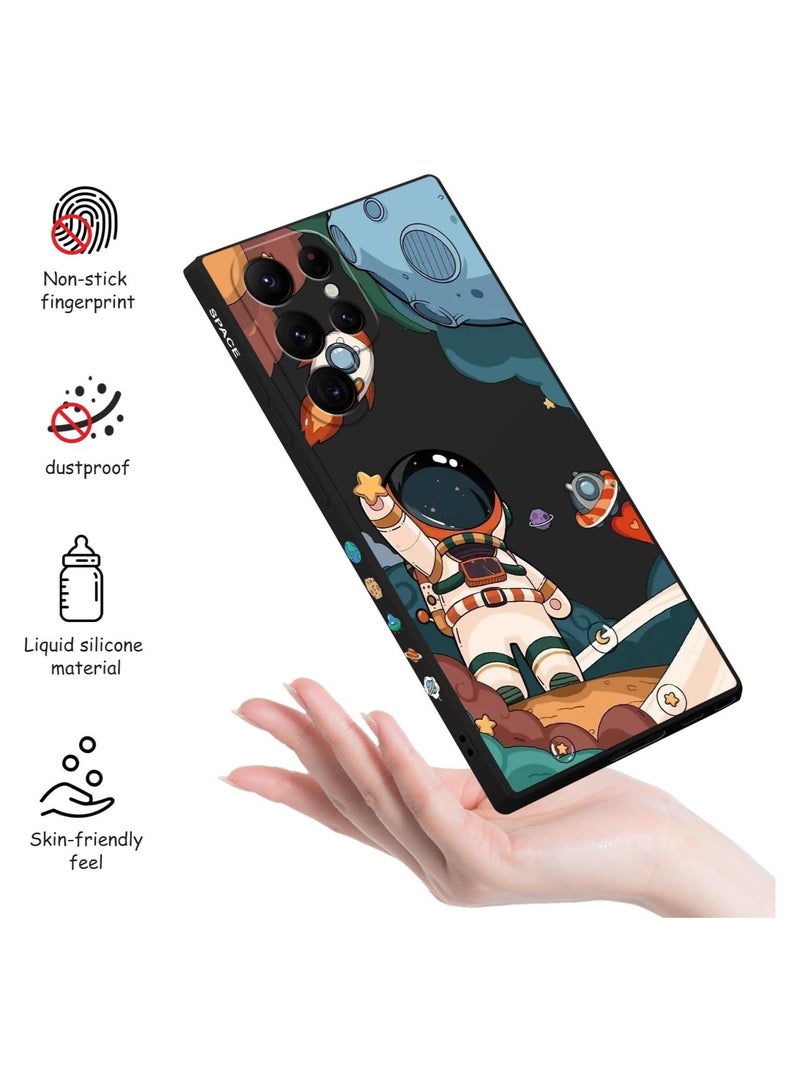 Samsung S22 Ultra Case, Galaxy S22 Ultra Case Slim Shockproof Silica Astronaut Pattern Side Creative Design Phone Case Samsung S22 Ultra-Astronaut Black - Image 4