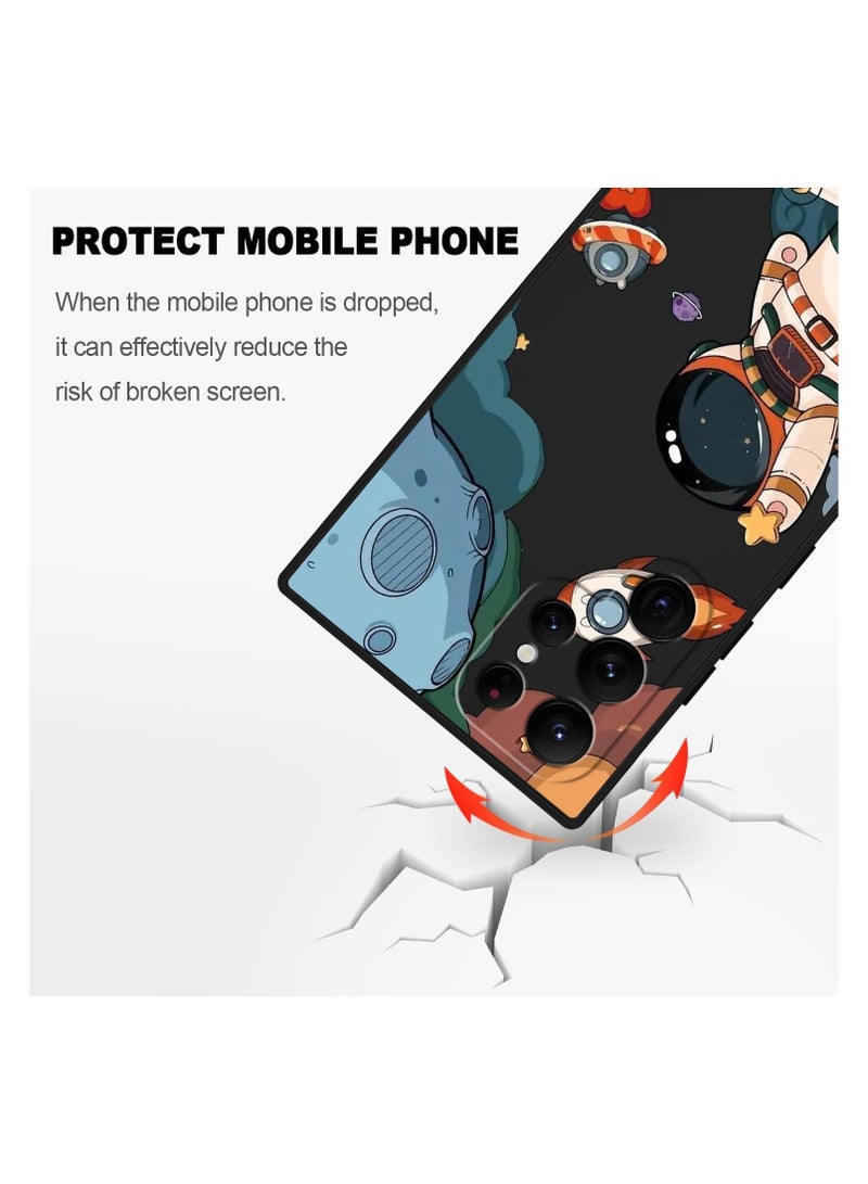 Samsung S22 Ultra Case, Galaxy S22 Ultra Case Slim Shockproof Silica Astronaut Pattern Side Creative Design Phone Case Samsung S22 Ultra-Astronaut Black - Image 5