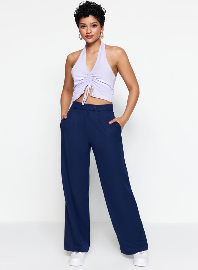 trendyol Blue Wide Leg Woven Fabric Trousers TWOAW22PL0263 - Image 3