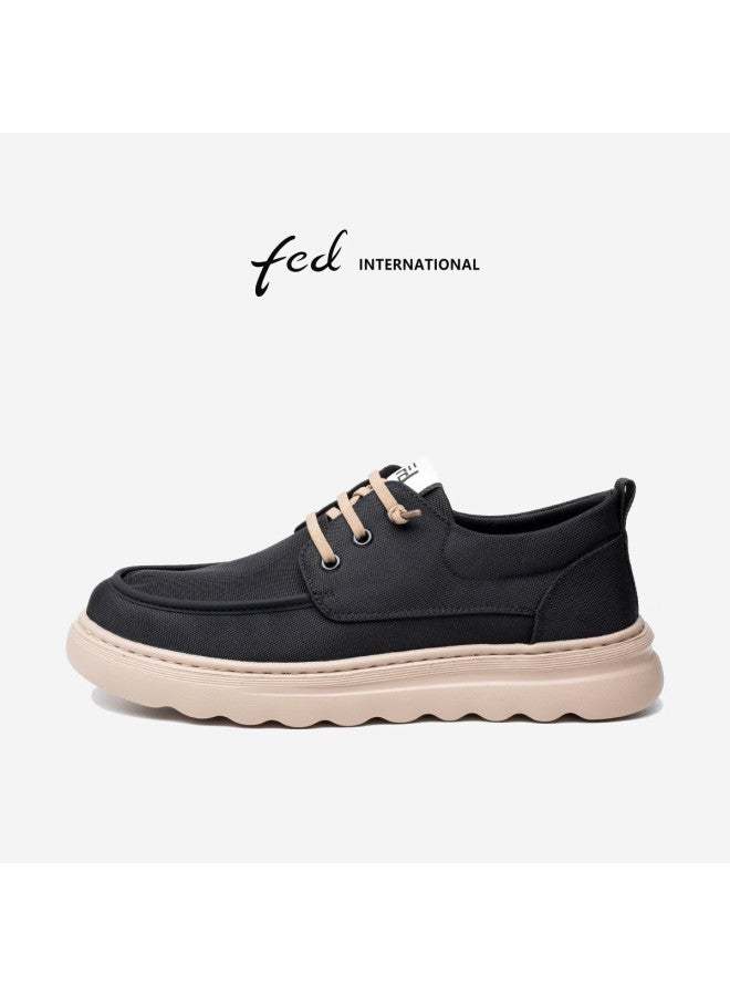 Fed Casual Canvas Shoes Men Spring And Autumn Slip-on Breathable Lace-up Trendy Sneakers - Image 1