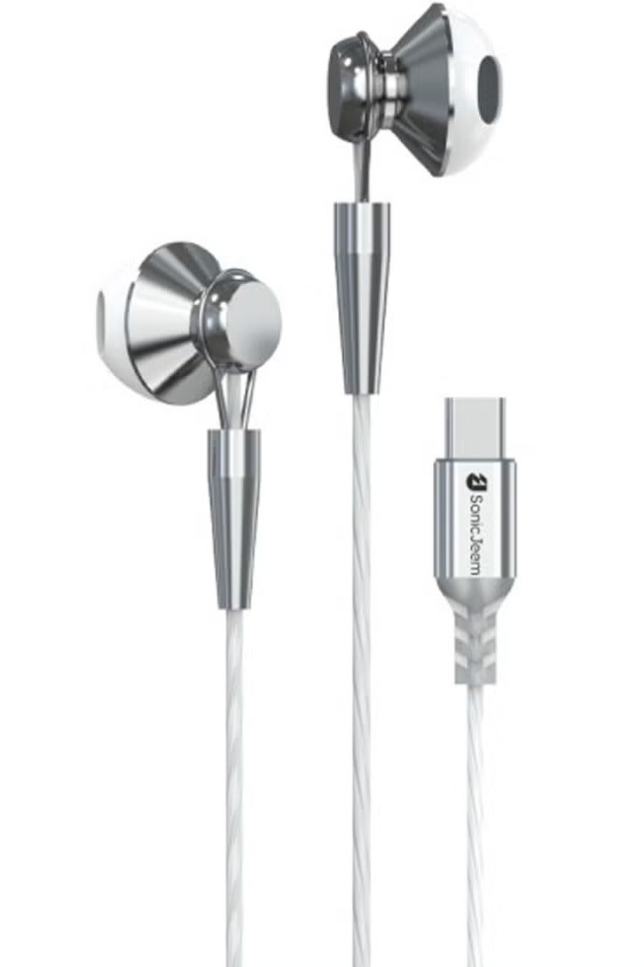 SONIC JEEM AE-Sonic Game Earphone Hifi Wired Earphones Built-in Microphone with Smart Chip HD Noise Cancelling - Silver - Image 1
