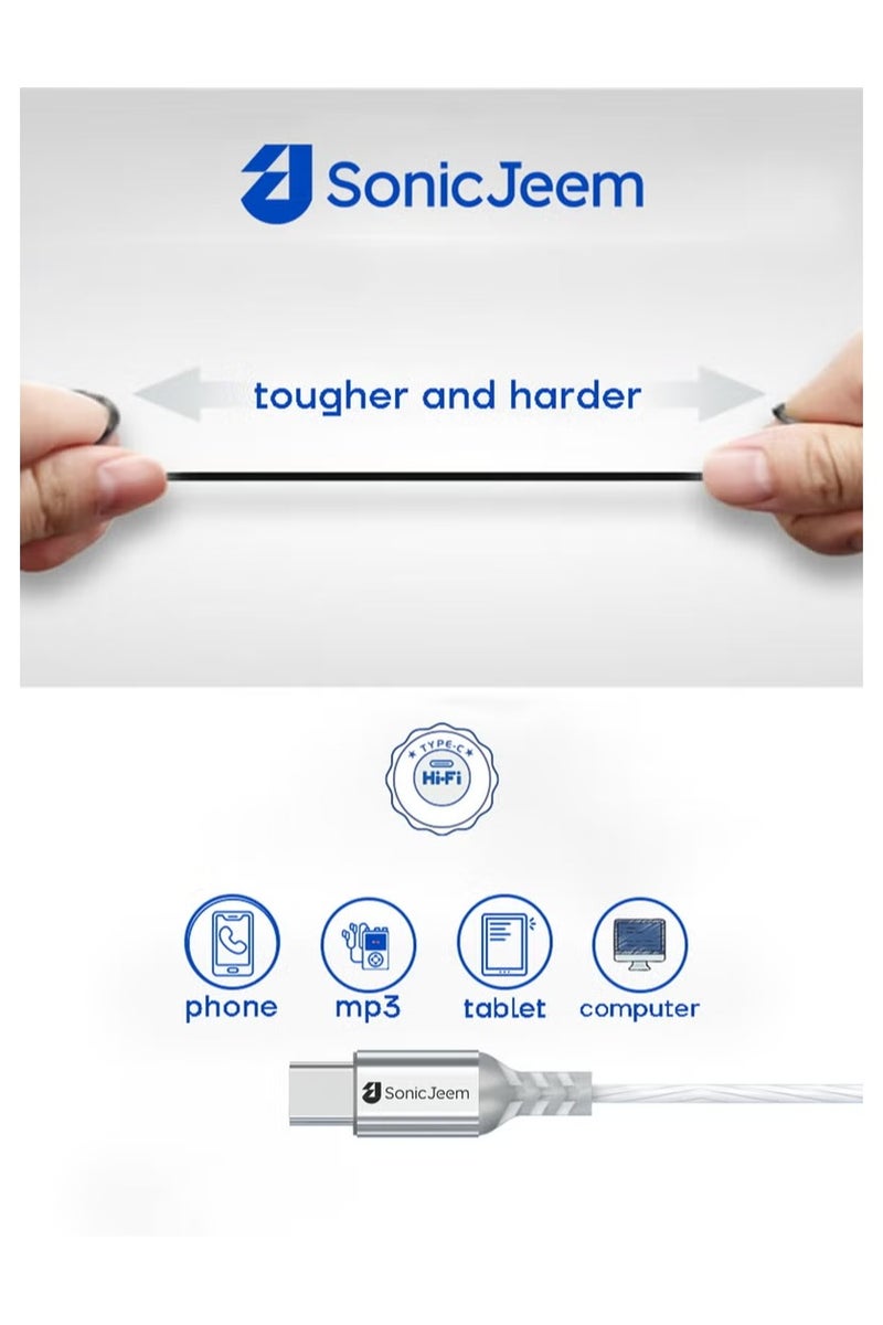 SONIC JEEM AE-Sonic Game Earphone Hifi Wired Earphones Built-in Microphone with Smart Chip HD Noise Cancelling - Silver - Image 2