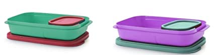 Tupperware Plastic Lunch Box 590 ml Pack of 2 with 4 Container (Multicolor) - Image 2