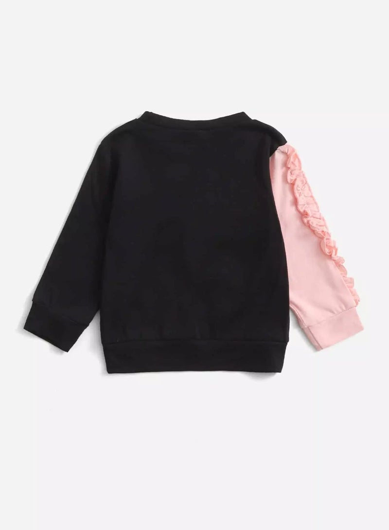 Baby Cartoon Graphic Frill Trim Sweatshirt - Image 2