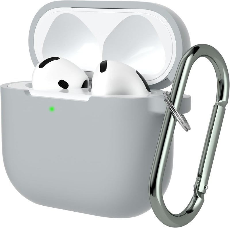 CERLINK AirPods 4 Case Cover Soft Silicone Material 2024, Full Protective Case Cover for Apple Airpods 4 with Anti-Lost Keychain (Grey) - Image 1