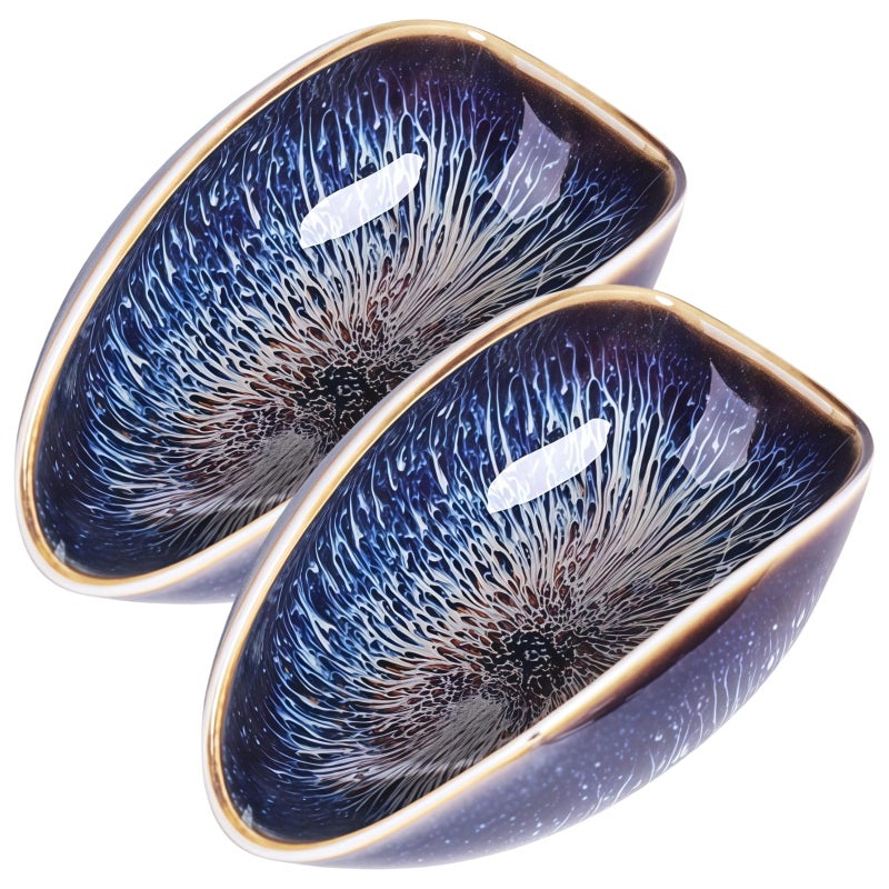 Tenmoku Glazed Ceramic Coffee Scoops Set Of 2 Multi Use Bowls For Tea Spices Jewelry - Image 2
