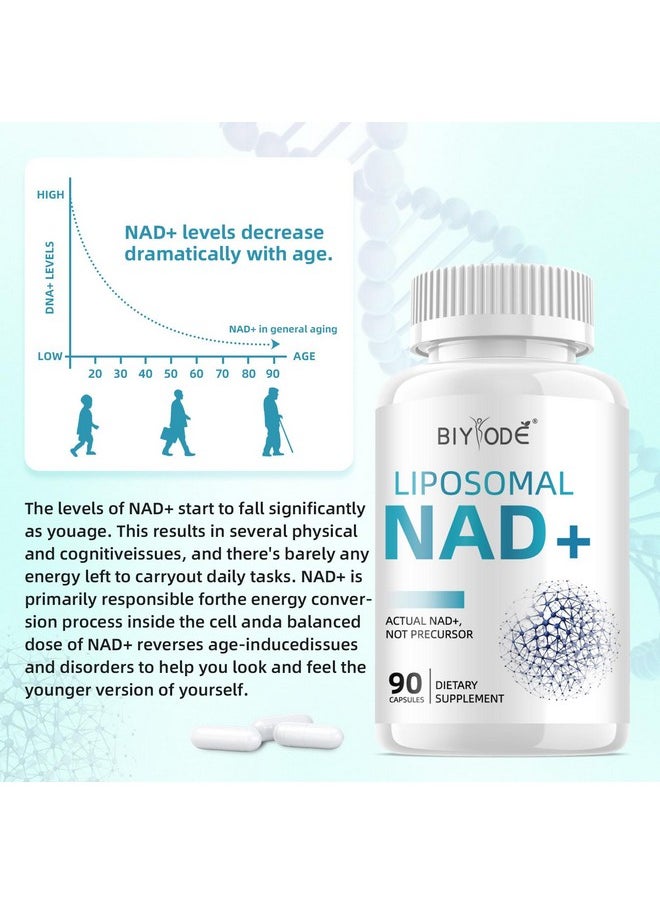 BIYODE - BIYODE NAD+ Capsules Supplement: Ultra Strength Liposomal Resveratrol Boost Cellular Health Stamina Support Healthy Aging with 1500mg NAD Plus Supplement 90 Capsules 45 Day Supply - Image 1
