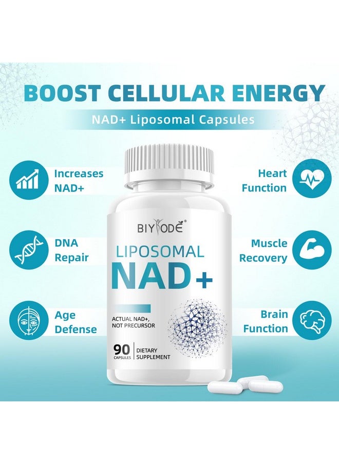 BIYODE - BIYODE NAD+ Capsules Supplement: Ultra Strength Liposomal Resveratrol Boost Cellular Health Stamina Support Healthy Aging with 1500mg NAD Plus Supplement 90 Capsules 45 Day Supply - Image 1
