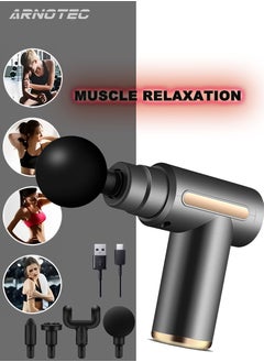 ARNOTEC Massage Gun, Handheld Deep Tissue Percussion Massager Gun for Sore Muscle Recovery, 4 Interchangeable Heads, Grey  - Image 1