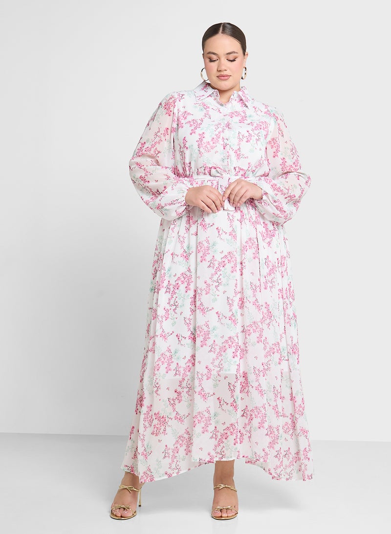 Ella Plus Floral Chiffon Maxi Dress - Image 1