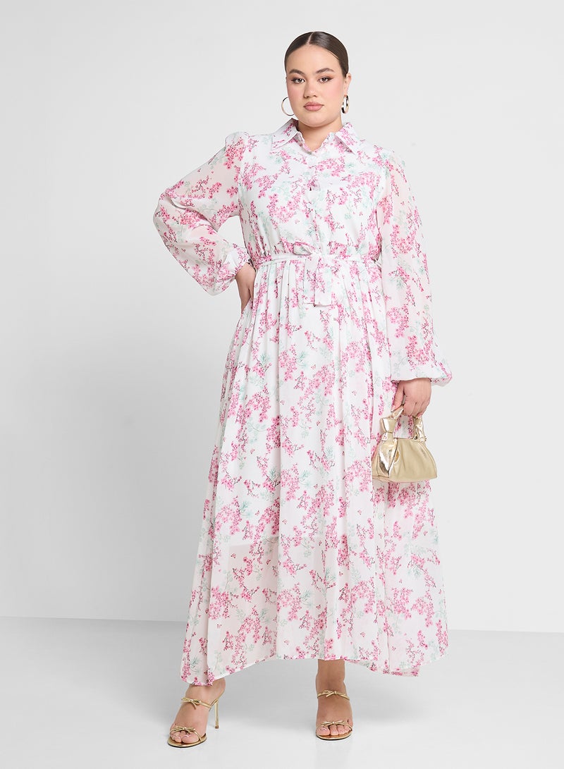 Ella Plus Floral Chiffon Maxi Dress - Image 4