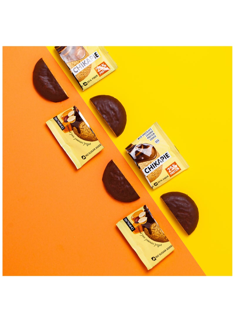 Chikalab CHIKAPIE Protein Chocolate Covered Cookie with Salted Caramel and Peanuts Filling No Sugar Added 9x60g  - Image 2