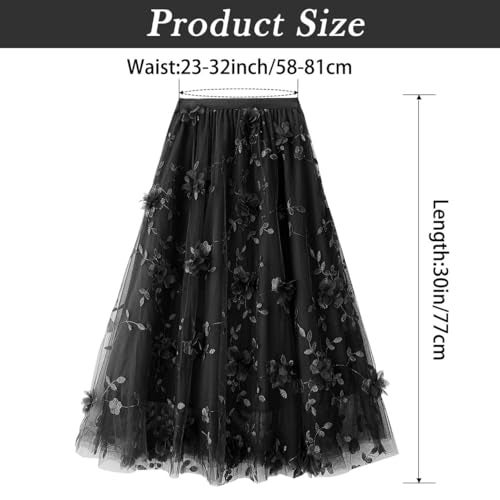 SHEJIZE Women's A Line Tulle Midi Skirt Tiered Skirts Tea-Length Elastic Waist Girls Dress Size for XXS-L - Image 4