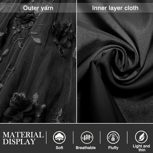 SHEJIZE Women's A Line Tulle Midi Skirt Tiered Skirts Tea-Length Elastic Waist Girls Dress Size for XXS-L - Image 5