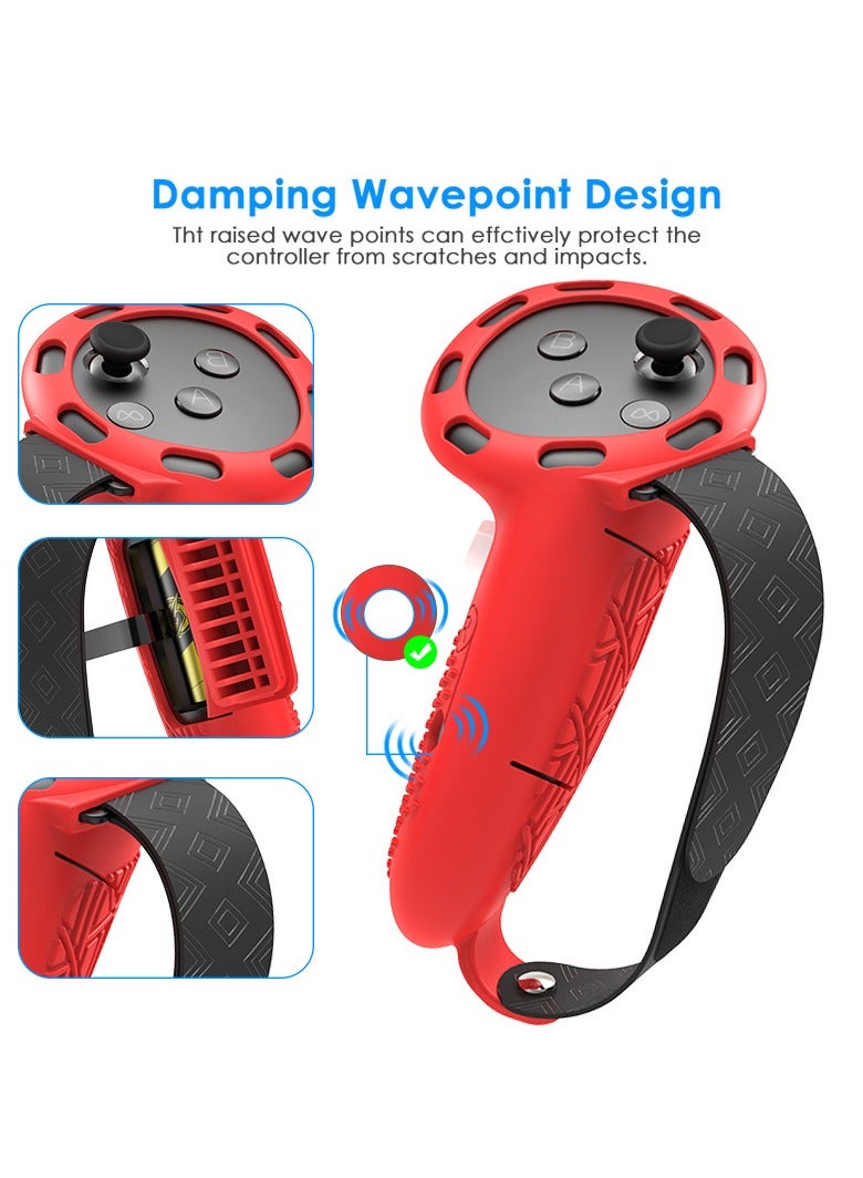 حزمة ملحقات 7 في 1 لـ Meta Quest 3s، مجموعة ملحقات غطاء سيليكون لسماعة الرأس Meta/Oculus Quest 3s، تتضمن غطاء سماعة رأس Oculus Quest 3S VR، حزام يد مقبض وحدة التحكم، واجهة وجه سيليكون للوجه، واقي ال - Image 5