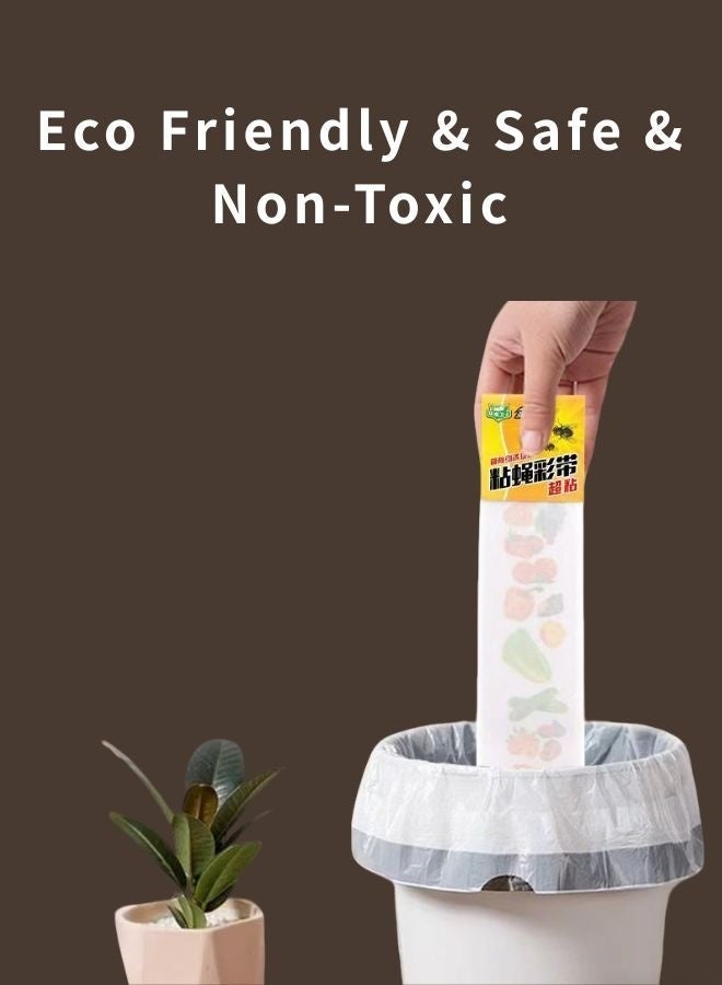 عبوة من 10 شرائط لاصقة لمصيدة ذباب الفاكهة – شرائط صديقة للبيئة لالتقاط الذباب والحشرات الطائرة للاستخدام الداخلي والخارجي | لاصق قوي مقاوم للماء للبعوض والناموس وذباب الفاكهة والدبابير والزنابير - Image 2