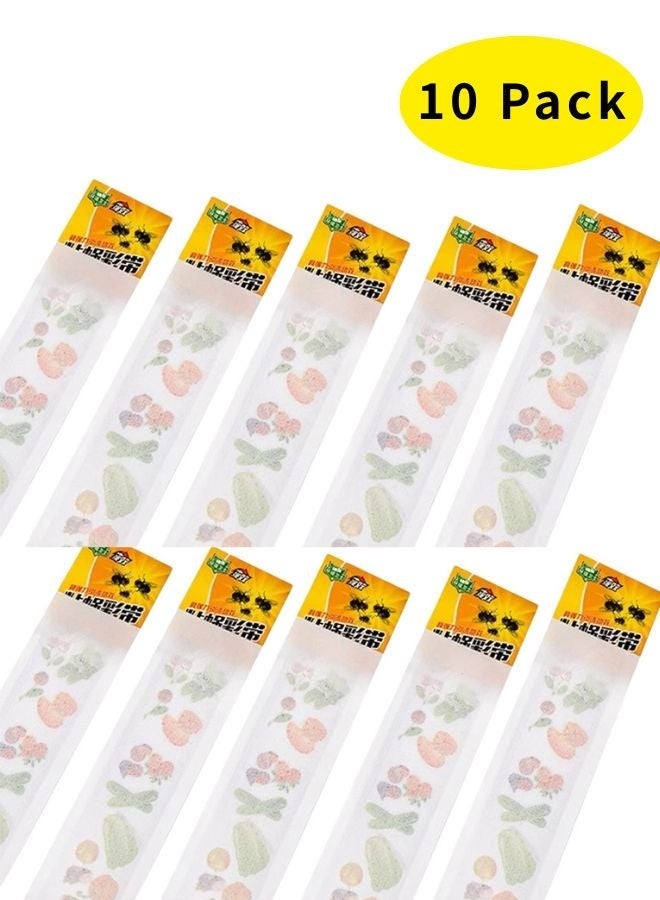 عبوة من 10 شرائط لاصقة لمصيدة ذباب الفاكهة – شرائط صديقة للبيئة لالتقاط الذباب والحشرات الطائرة للاستخدام الداخلي والخارجي | لاصق قوي مقاوم للماء للبعوض والناموس وذباب الفاكهة والدبابير والزنابير - Image 1