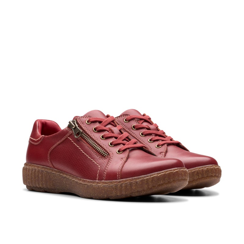 Clarks Collection Women's Caroline Janna Sneaker, Red Leather, 5 Medium US - Image 5