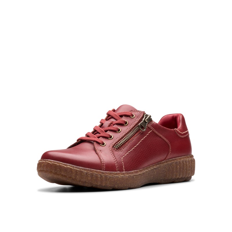 Clarks Collection Women's Caroline Janna Sneaker, Red Leather, 5 Medium US - Image 1