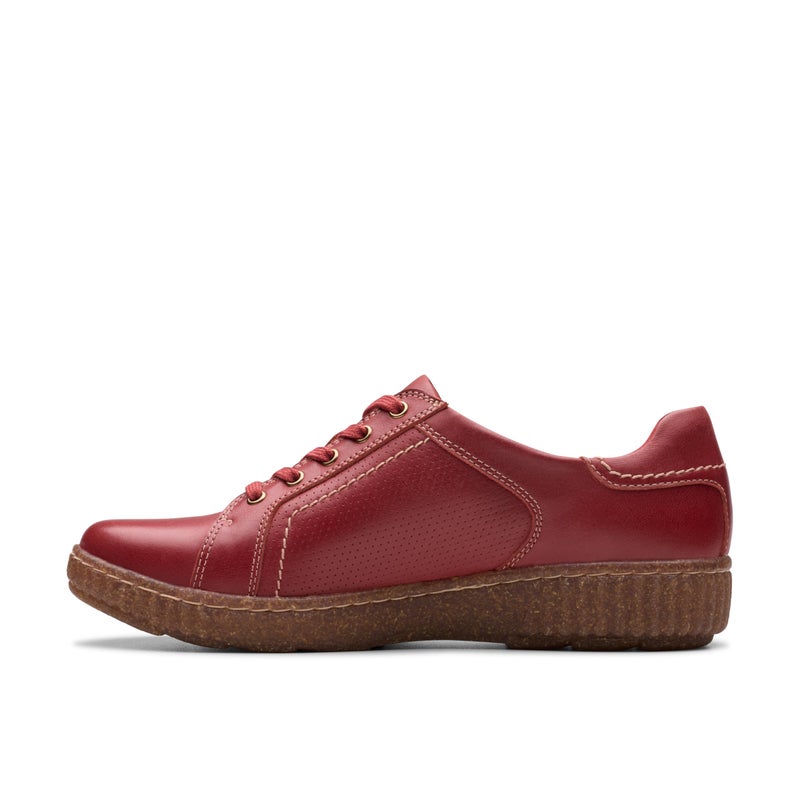 Clarks Collection Women's Caroline Janna Sneaker, Red Leather, 5 Medium US - Image 3