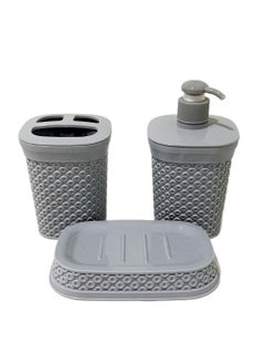 MAXQON Bathroom 3 Piece Set Diamond Style Bathroom Accessories  - Image 1