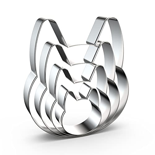 QAAQS Dog Face Cookie Cutters Set 5 4 3 2 4 Piece Corgi Dog Head Shaped Cookie Cutters for Treats Stainless Steel - Image 1