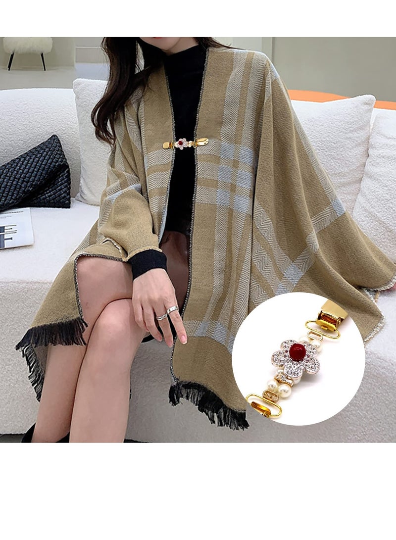 SOLARAE 3PCS Tie Up Sweater Clip and Scarf Clip Set, Vintage Dress Clips Back Cinch Clip for Clothing, Shawl Clasps, Ladies Dress Chain Cardigan for Women - Image 3