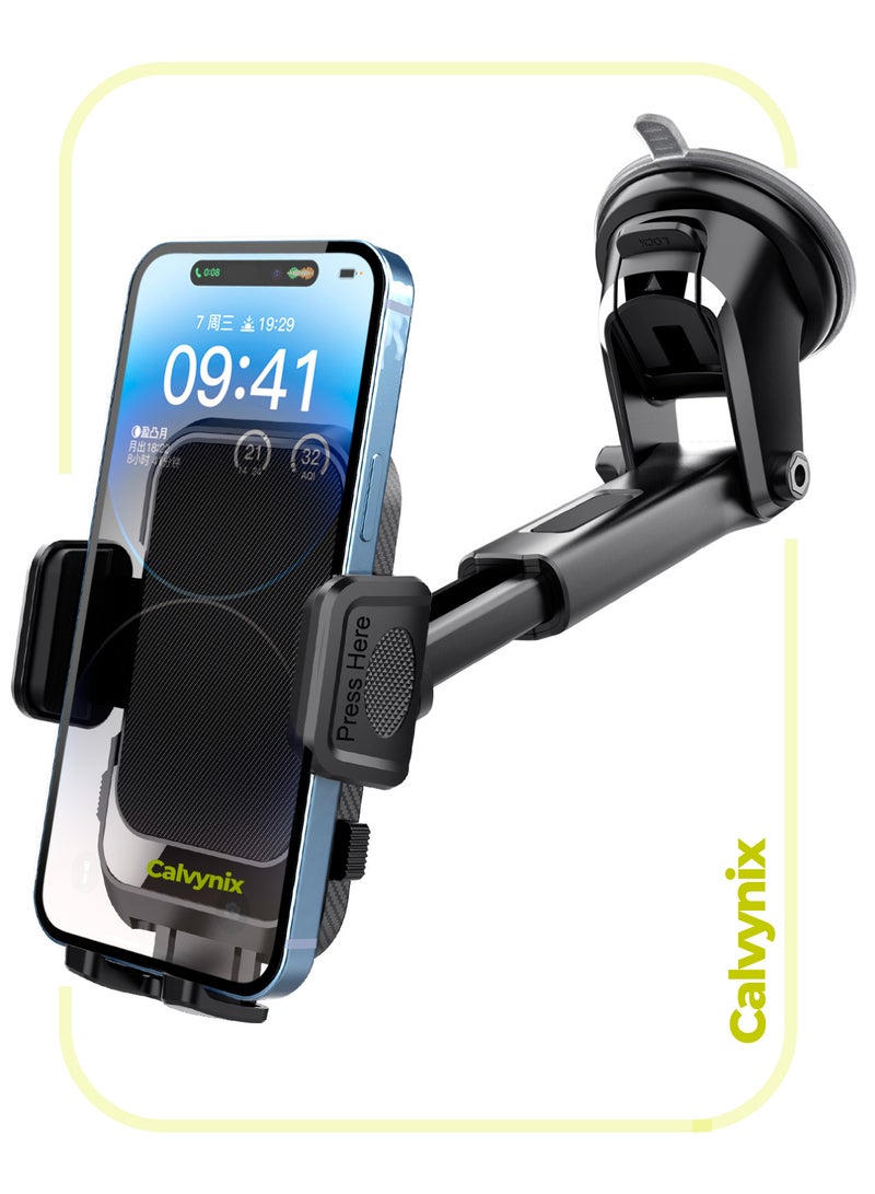 Calvynix Universal Car Phone Mount – Dashboard, Windshield & Air Vent Holder | Strong Suction Cup & Stable Grip | Hands-Free Cell Phone Holder for Car | Compatible with iPhone, Samsung & More - Image 2
