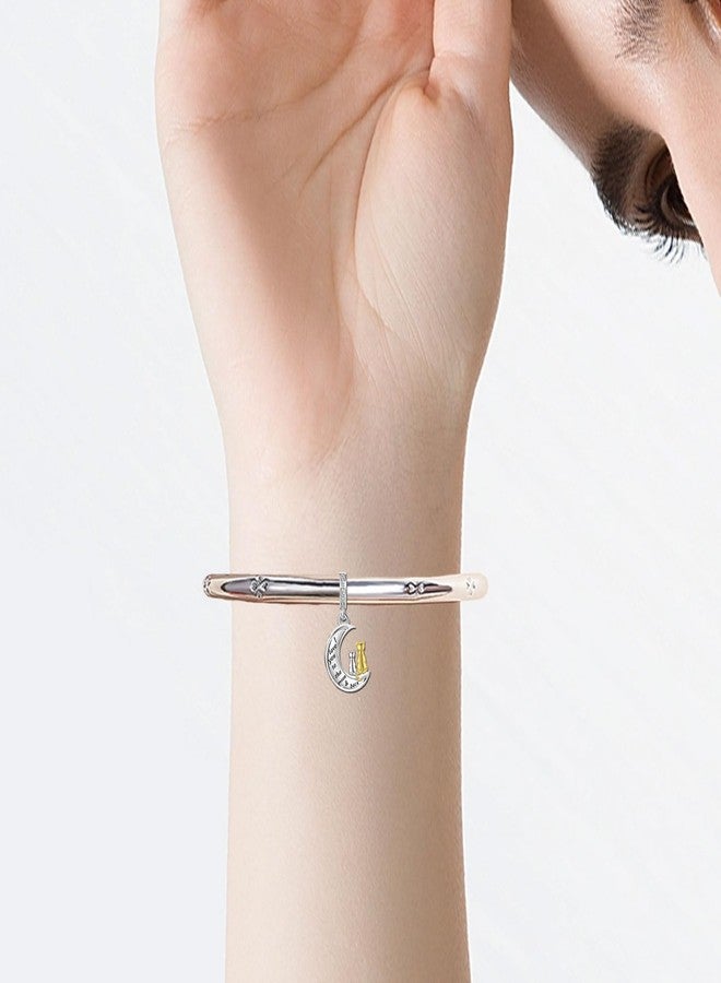 KunBead Gold Cat Lovers I Love You to the Moon and Back Birthday Dangle Bead Charms Compatible with Pandora Bracelet for Women - Image 4