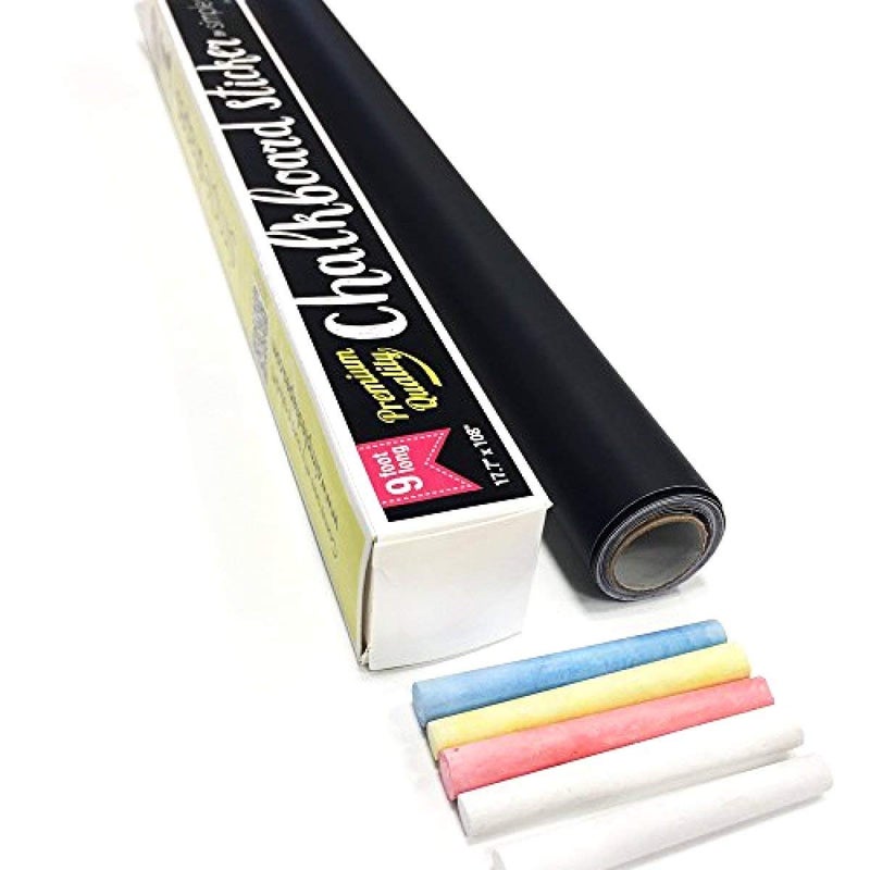Simple Shapes Extra Large Chalkboard Peel and Stick Paper 9 Feet roll (108 inches) + (5) Color Chalk Included - by Simple Shapes - Image 1