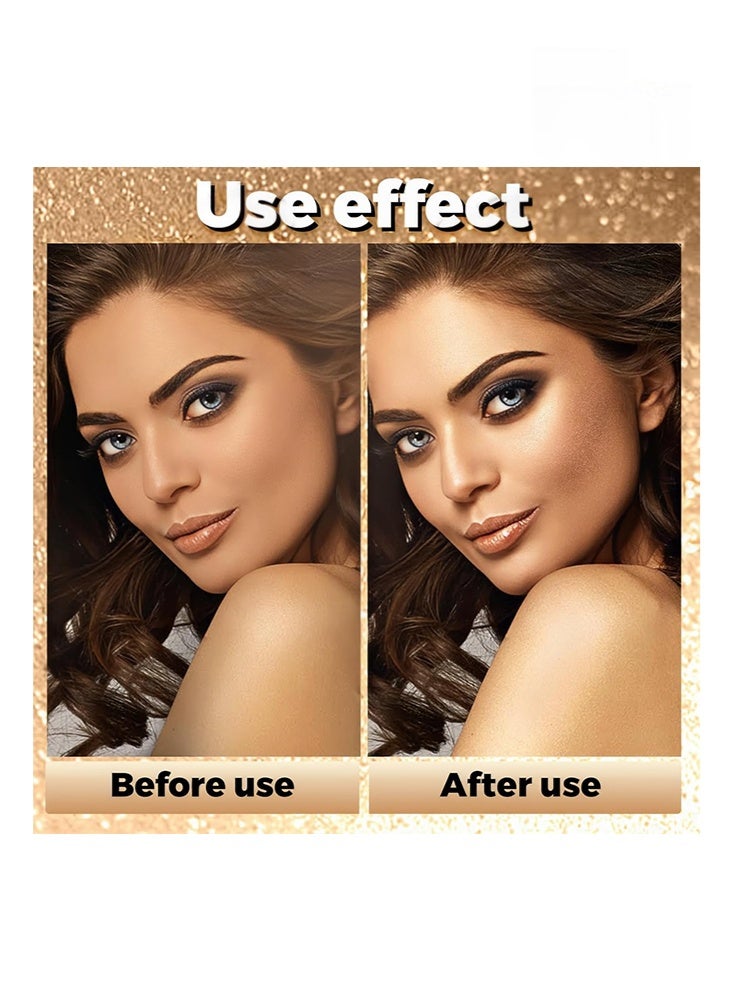 سكر سام بودرة تسليط الضوء - بودرة لامعة للجسم مع اسفنجة، بودرة جليتر للجسم، تحديد ثلاثي الأبعاد وثبات طويل، هايلايتر مضيء للوجه، العيون، الشعر، مثالي للاستخدام اليومي والحفلات (#02 ذهبي شامبانيا) - Image 2