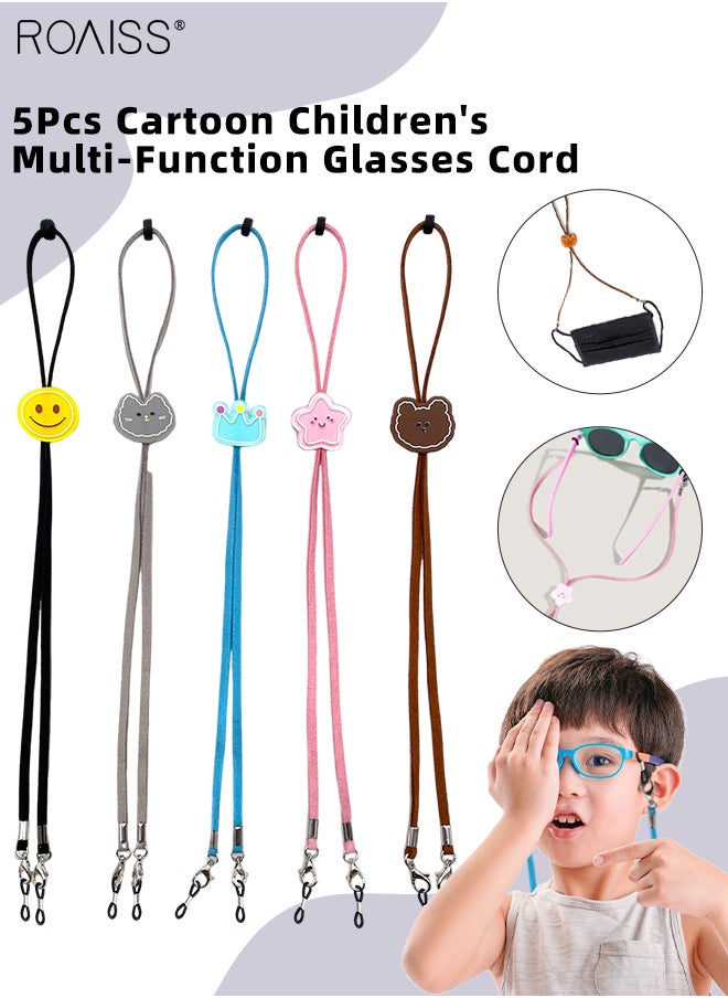 roaiss 5Pcs Kids Cartoon Glasses Straps, Multi-Function Eyeglasses String, Eyewear Retainer, Mask Necklace Lanyard, Sunglasses Holder for Boys Girls, Multicolor  - Image 1