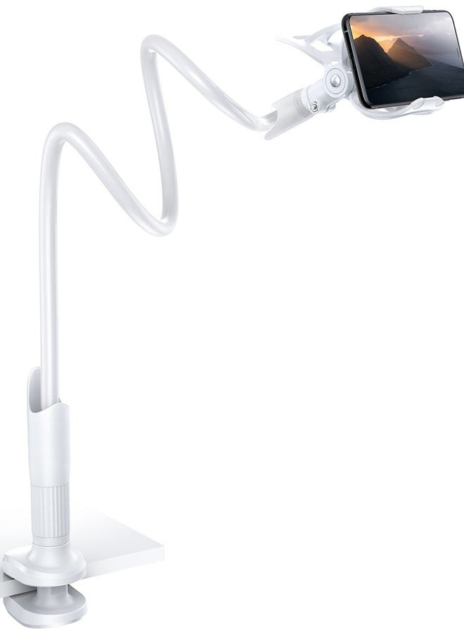 Lamicall Phone Holder Bed Gooseneck Mount Cell Phone Clamp Clip for Desk, Flexible Lazy Long Arm Headboard Bedside, Overhead Mount Stand, Compatible with Phone 12 Mini 11 Pro Xs Max XR X 8 7 6 Plus - Image 1