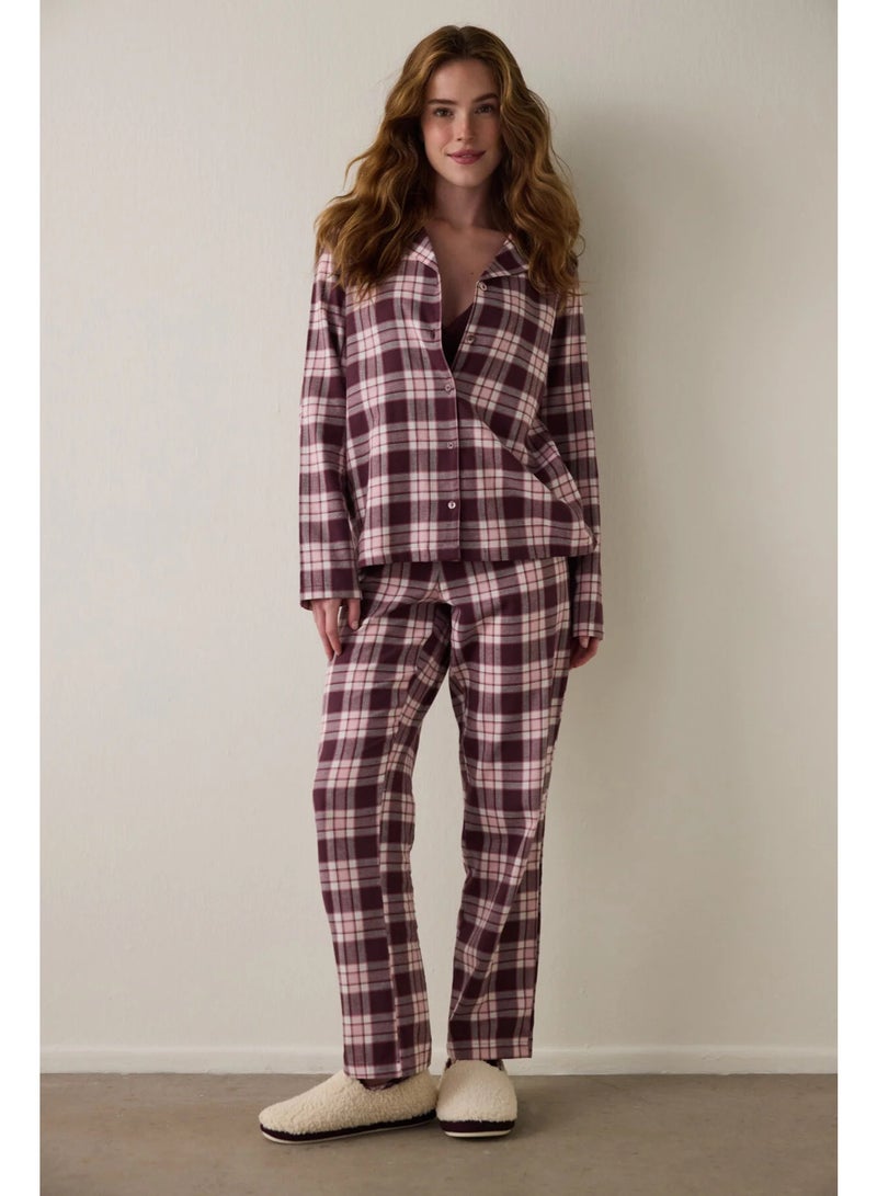 Penti Checked Shirt-Collar Pajama Set - Image 3