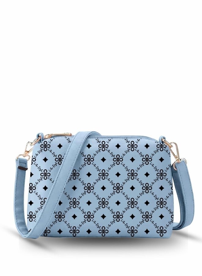 LIKE STYLE Sling Bag Women Ladies Girls Printed PU Rexine adjustable and detachable Brandcarry Hand Purse Crossbody (GREY) - Image 1
